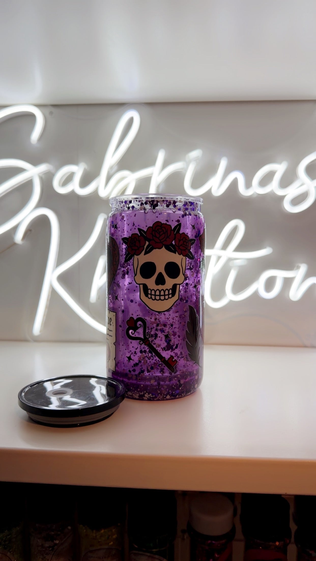 16oz book skull