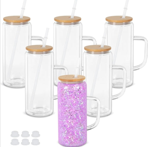 20oz Glass Snow globe With handle